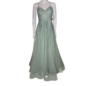 TLC Say Yes Amelia Couture Sage Green Ball Gown Formal Dress Junior’s Sz 5/6